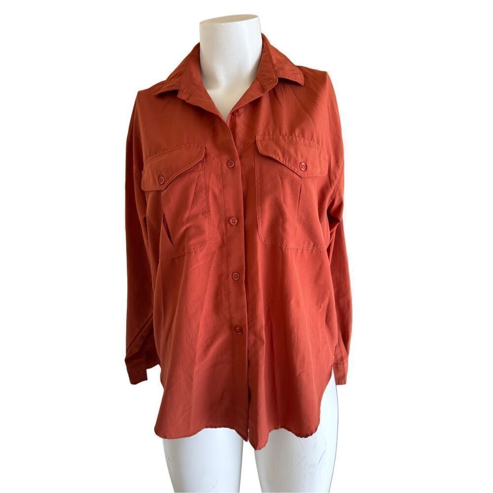 Ashleigh Morgan women’s M button up vintage 90s retro button up burnt orange